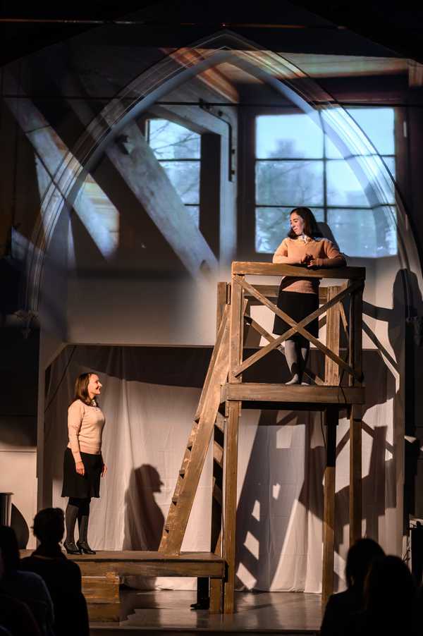 A scene from Alaina's production of Singing Only Softly / The Diary of Anne Frank